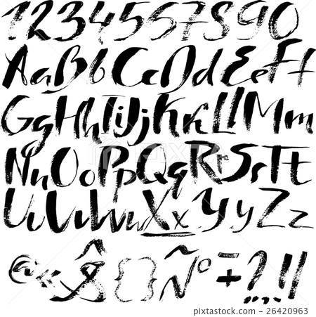 Hand drawn font made by dry brush strokes. Grunge Hand drawn font made by dry brush strokes. Grunge 26420963