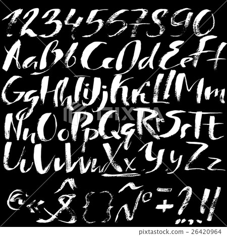 Hand drawn font made by dry brush strokes. Grunge Hand drawn font made by dry brush strokes. Grunge 26420964