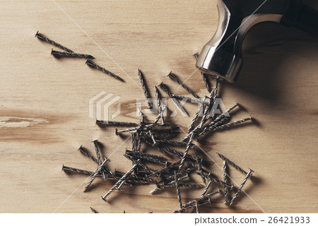 iron hammer, nail, clamp 26421933