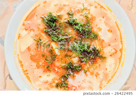 Soup in plate with dill Soup in plate with dill 26422495