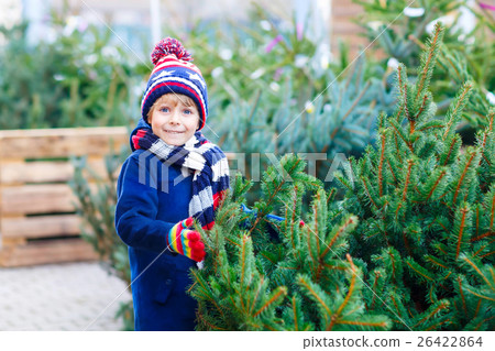 beautiful smiling little boy holding christmas beautiful smiling little boy holding christmas 26422864