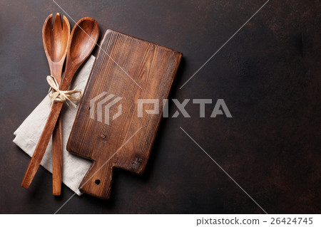 Old vintage kitchen utensils. Top view 26424745