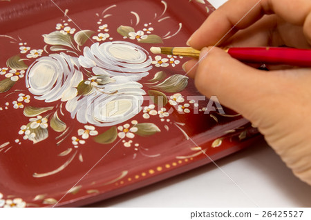 Rose Drawing on Tray, Tole and Decorative Painting 26425527