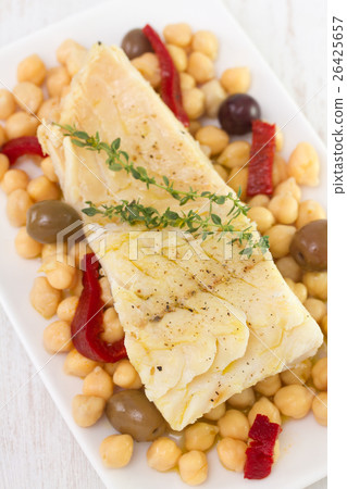 fish with chick-pea and olives fish with chick-pea and olives 26425657
