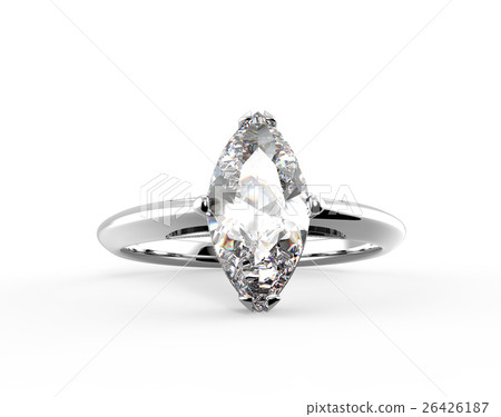 Wedding ring with diamond. 3D rendering 26426187