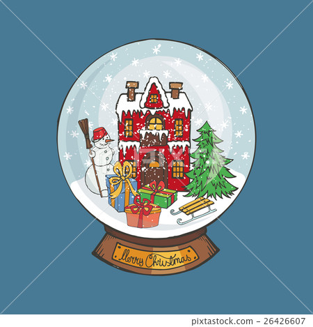 Christmas Snow globe.Doodle town Christmas Snow globe.Doodle town 26426607
