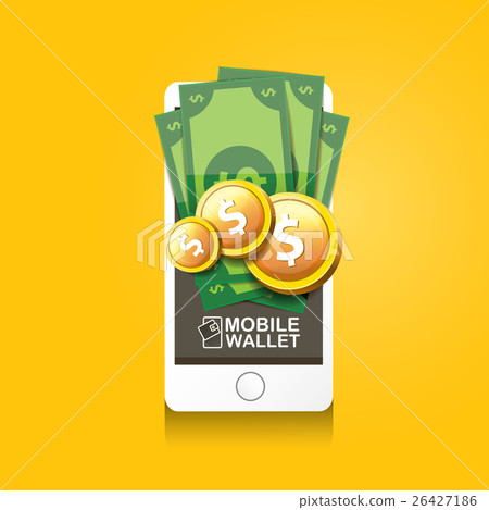 vector digital mobile e wallet vector concept 26427186