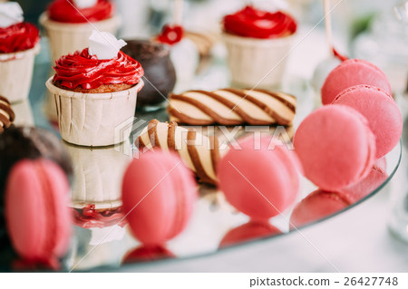Dessert Sweet Tasty Cupcakes, Macarons And Cookies 26427748