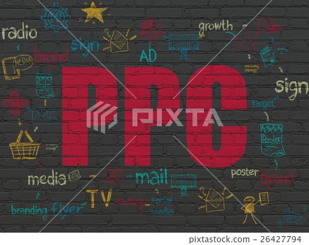 Marketing concept: PPC on wall background 26427794