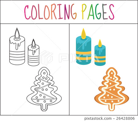 coloring book page christmas gingerbread and  stock