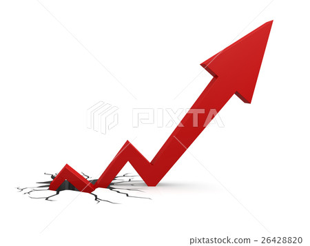 Red arrow out of broken ground 26428820
