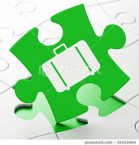 Travel concept: Bag on puzzle background 26428969