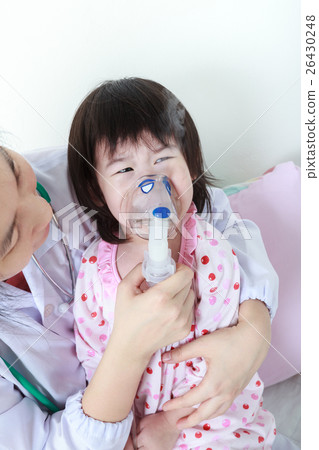 Sick children. Asian child having respiratory. Sick children. Asian child having respiratory. 26430248