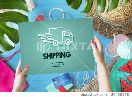 Import Export Shipment Truck Graphic Concept 26430978