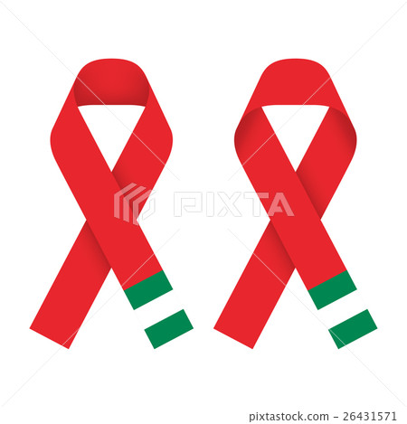Red ribbon AIDS, HIV icon with Nigeria flag 26431571