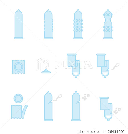 Condom icons illustration set blue color 26431601