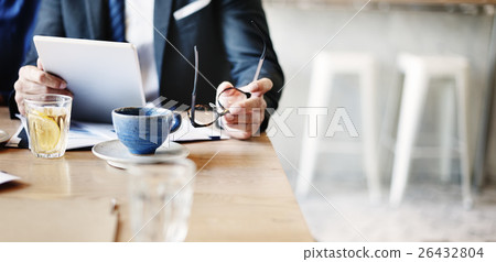 Businessman Work In Cafe Concept Businessman Work In Cafe Concept 26432804