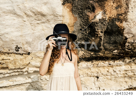 Girl Camera Photographer Focus Shooting Nature Concept Girl Camera Photographer Focus Shooting Nature Concept 26433249