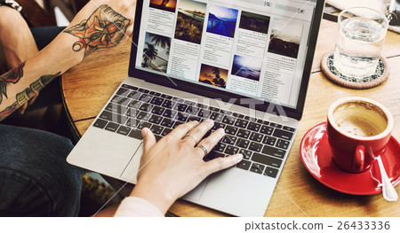 Person Browsing Internet On Laptop Concept Person Browsing Internet On Laptop Concept 26433336