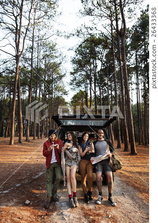 Friends Parked Car Forest Concept 26433368