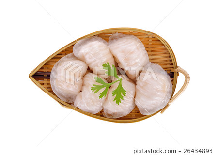 shrimp steamed dimsum ( ha-kao) on bamboo basket 26434893