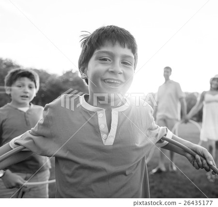 Hula Hoop Enjoying Cheerful Outdoors Leisure Concept 26435177