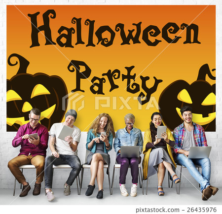 Halloween Bat Pumpkin Lantern Scary Graphic Concept 26435976