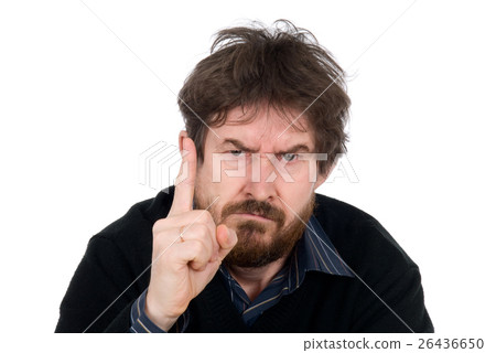 Bearded man threatens with a finger Bearded man threatens with a finger 26436650