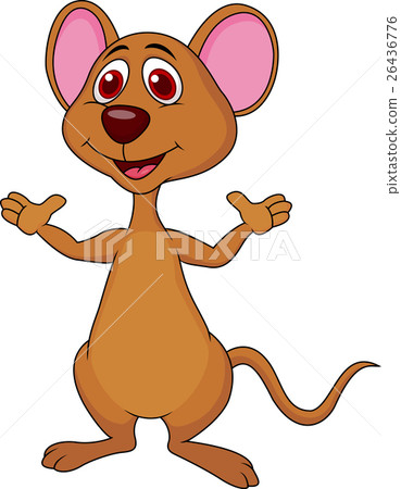Cute mouse cartoon waving hand 26436776