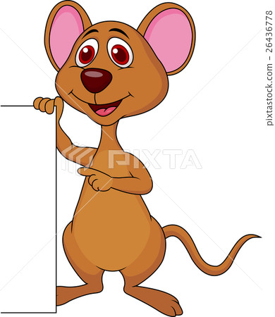 Cute mouse with blank sign 26436778