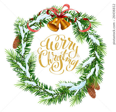 Christmas wreath of fir branches. Merry Christmas 26436812