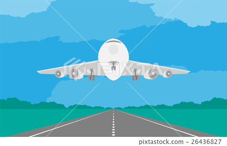 Aircraft or airplane landing or takeoff on runway Aircraft or airplane landing or takeoff on runway 26436827