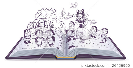 Open book illustration. Fairy tale Snow White and Open book illustration. Fairy tale Snow White and 26436900