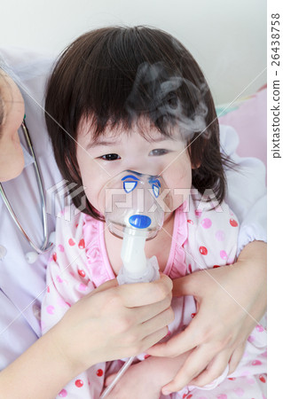 Sick children. Asian child having respiratory. Sick children. Asian child having respiratory. 26438758