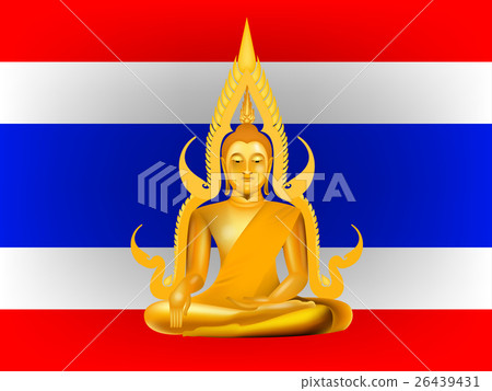vector buddha on thailand flag background vector buddha on thailand flag background 26439431
