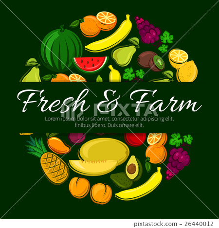 Fruit circle poster for organic farm food design 26440012