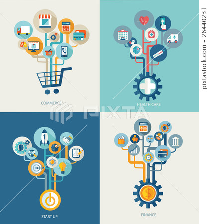 Abstract trees with icons for web design. Abstract trees with icons for web design. 26440231