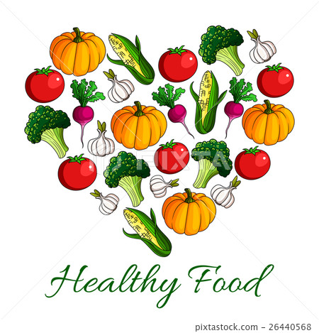 Heart with vegetables cartoon poster design Heart with vegetables cartoon poster design 26440568