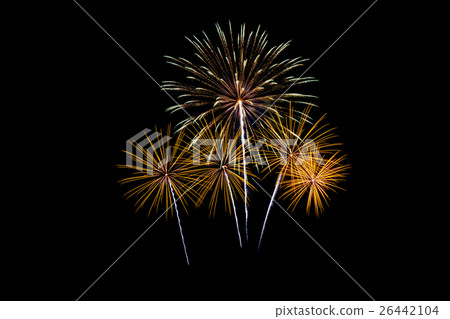 Colorful new year fireworks over dark sky 26442104