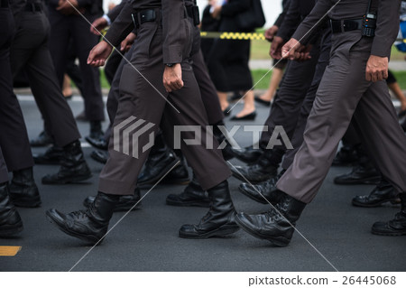 Police walking to show respect of King Bhumibol Police walking to show respect of King Bhumibol 26445068