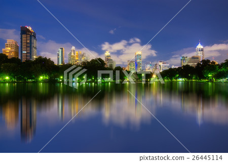Bangkok view from Lumpini park at night 26445114
