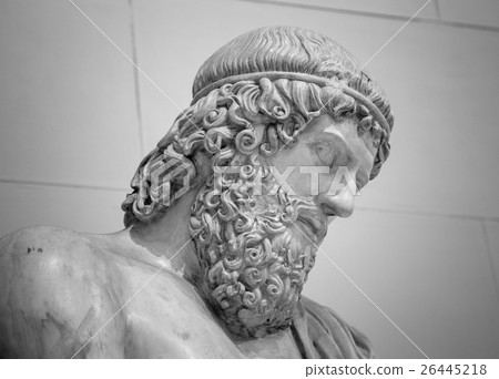 Head and shoulders detail of the ancient sculpture Head and shoulders detail of the ancient sculpture 26445218