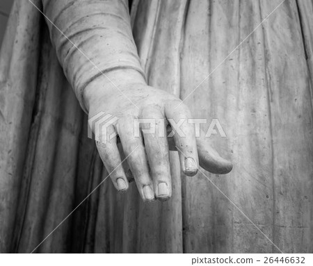 stone statue detail of human hand  26446632