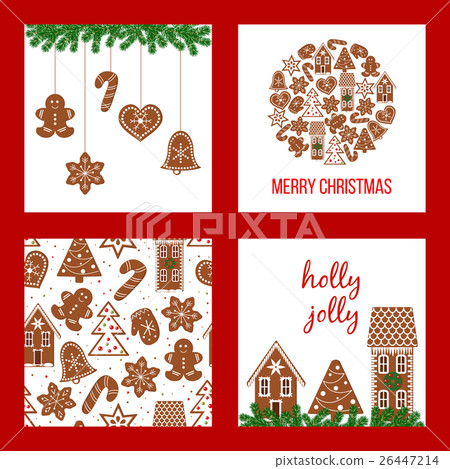 Christmas set. Xmas theme in boarded squares with 26447214