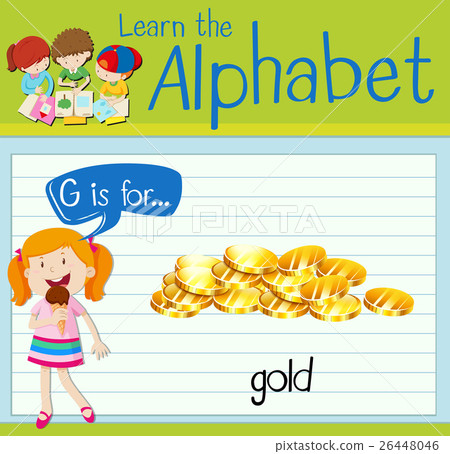Flashcard letter G is for gold 26448046