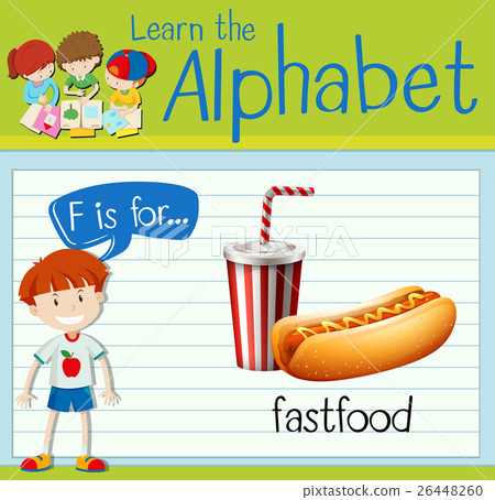 Flashcard letter F is for fastfood Flashcard letter F is for fastfood 26448260