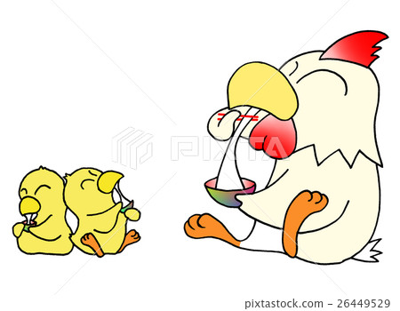 Mochi-eating chicken - Stock Illustration [26449529] - PIXTA