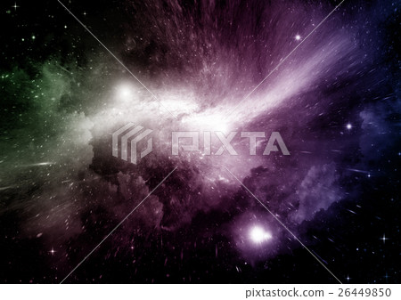 Stars, dust and gas nebula in a far galaxy Stars, dust and gas nebula in a far galaxy 26449850