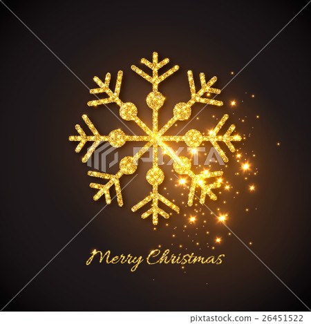 Christmas gold snowflake with glowing lights. 26451522