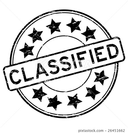 Grunge black classified round rubber stamp 26451662